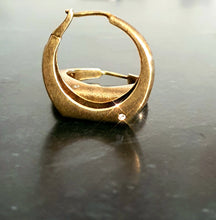 Load image into Gallery viewer, Brush Finished Gold plated Mini Hoops
