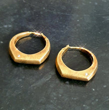 Load image into Gallery viewer, Brush Finished Gold plated Mini Hoops
