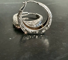 Load image into Gallery viewer, Hand Engraved Sterling Silver Mini Hoops
