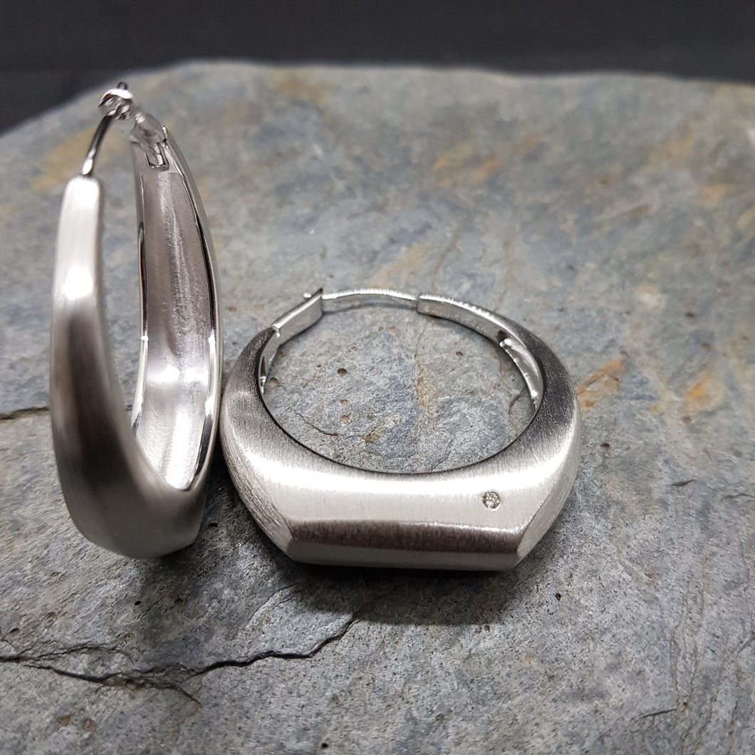 Organic Diamond Hoop Earring Satin